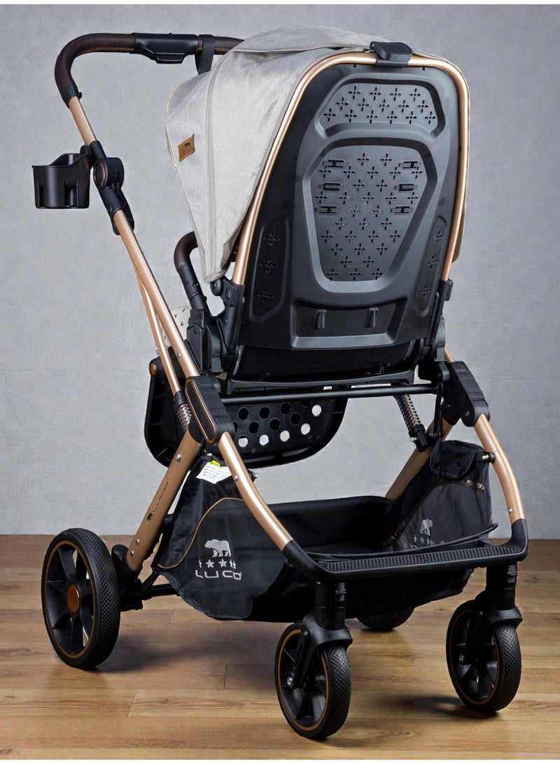 LUCID Luxury Baby Carrycot Stroller with High Density Lining from Lucid - Grey Model - VIOLA - Image 3
